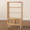 Baxton Studio Faulkner Mid-Century Natural Brown Finished Wood and Rattan 2-Door Bookcase 199-12318-ZORO - alternate 3